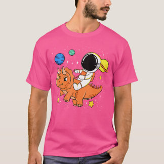 Camiseta Planetas Astronautas Dino Triceratops Espaço do Di