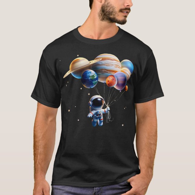 Camiseta Planetas Astronautas Engraçados Oferecem Homens Mu (Frente)