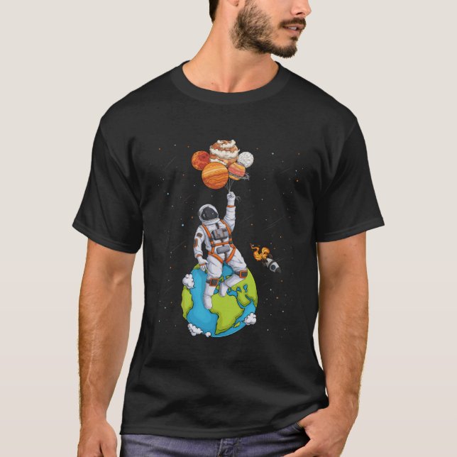 Camiseta Planetas Astronautas Homens do Sistema Solar Exter (Frente)