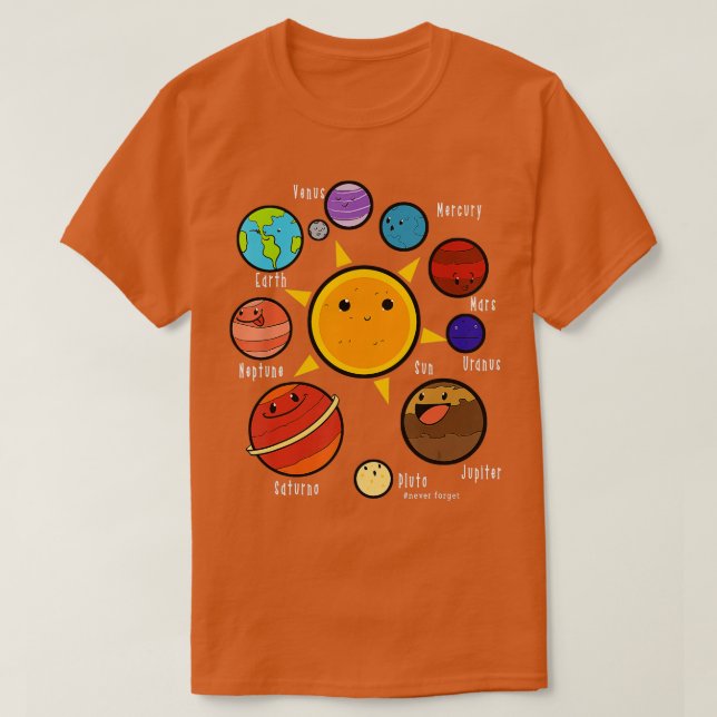 Camiseta Planetas Astronomia Universo Educação Científica (Frente do Design)