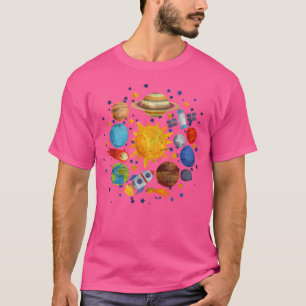 Camiseta Planetas Astronômicos de Ciência da Constelação Cu