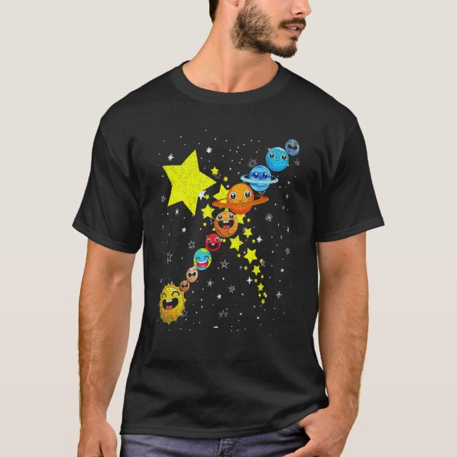 Camiseta Planetas Cons Astrônomos do Espaço de Ciência Viag (Frente)