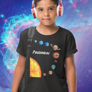 Camiseta Planetas de Aquarelas Sol Terra Marte Júpiter Satu