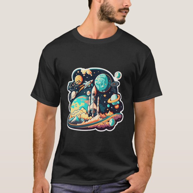 Camiseta Planetas De Ciência Do Astronauta Espacial Para (Frente)