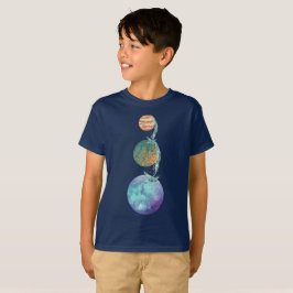 Camiseta Planetas de criação com cascatas de água caindo