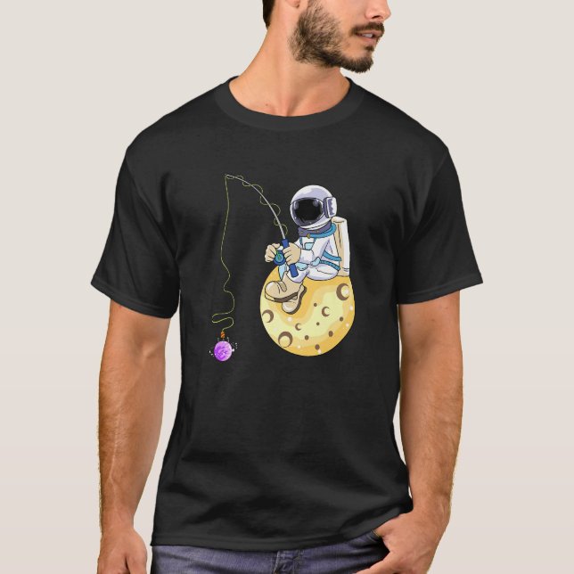 Camiseta Planetas de Pesca Astronauta para Queijo (Frente)