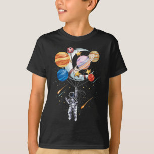 Camiseta Planetas do Balão Espacial do Astronauta do Carto