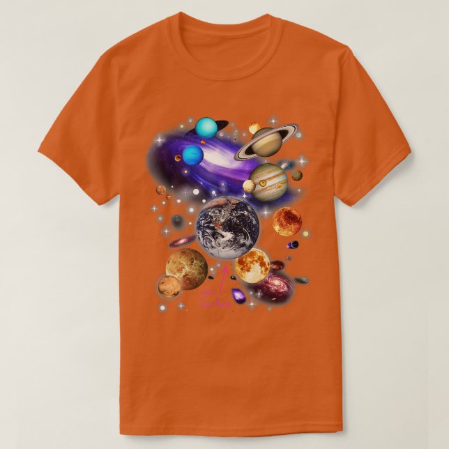 Camiseta Planetas do sistema solar (Frente do Design)