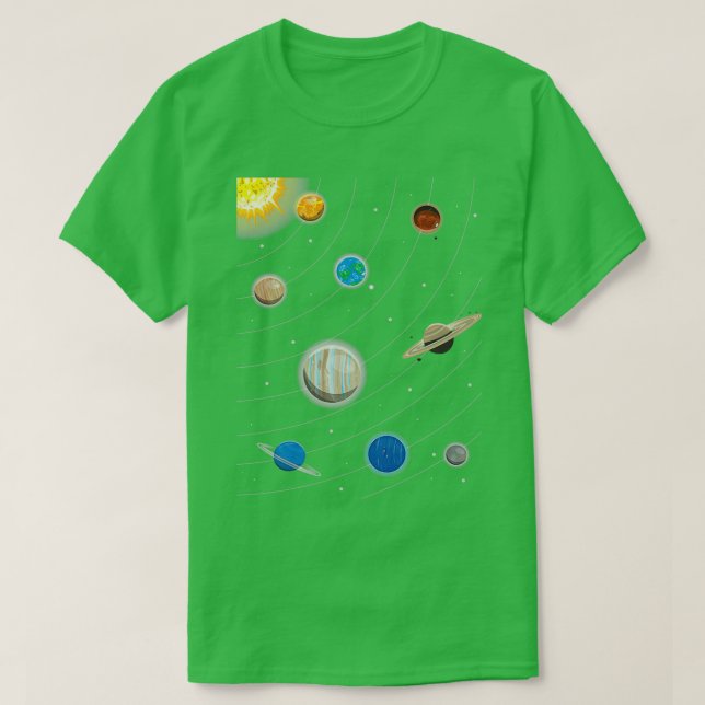 Camiseta Planetas do sistema solar (Frente do Design)