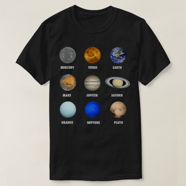 Camiseta Planetas do Sistema Solar (Frente do Design)