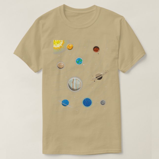 Camiseta Planetas do sistema solar 1 (Frente do Design)