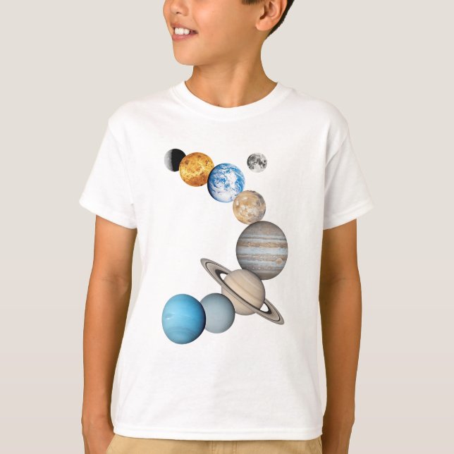 Camiseta Planetas do sistema solar (alterável a cores) (Frente)