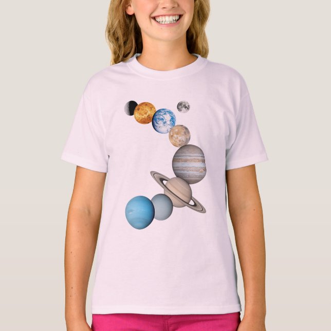 Camiseta Planetas do sistema solar (alterável a cores) (Frente)