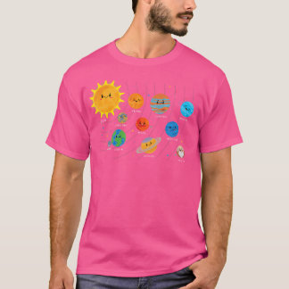 Camiseta Planetas do Sistema Solar Astronauta de Ciência do