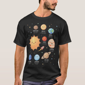 Camiseta Planetas do Sistema Solar Ciência Espacial Astrono