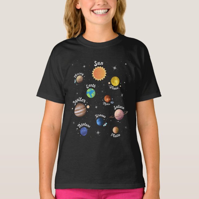 Camiseta Planetas do Sistema Solar Crianças Conhecem Ca do  (Frente)