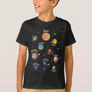 Camiseta Planetas do Sistema Solar Crianças Conhecem Espaço