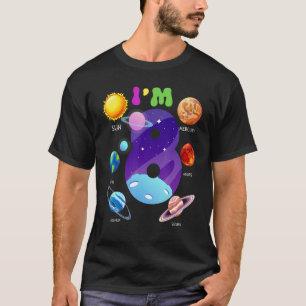 Camiseta Planetas do Sistema Solar Cute 8 Anos 8º Aniversár