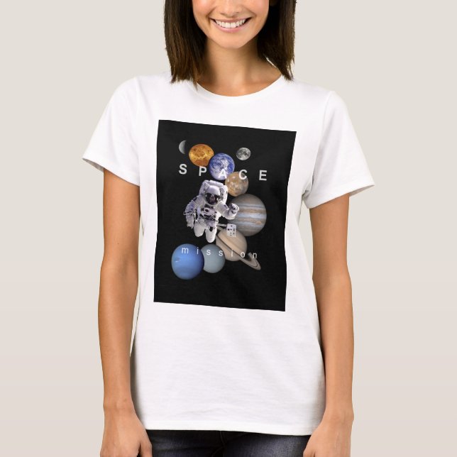 Camiseta planetas do sistema solar de missão espacial astro (Frente)