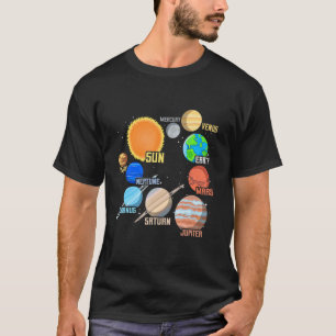 Camiseta Planetas Do Sistema Solar E Ciência Espacial