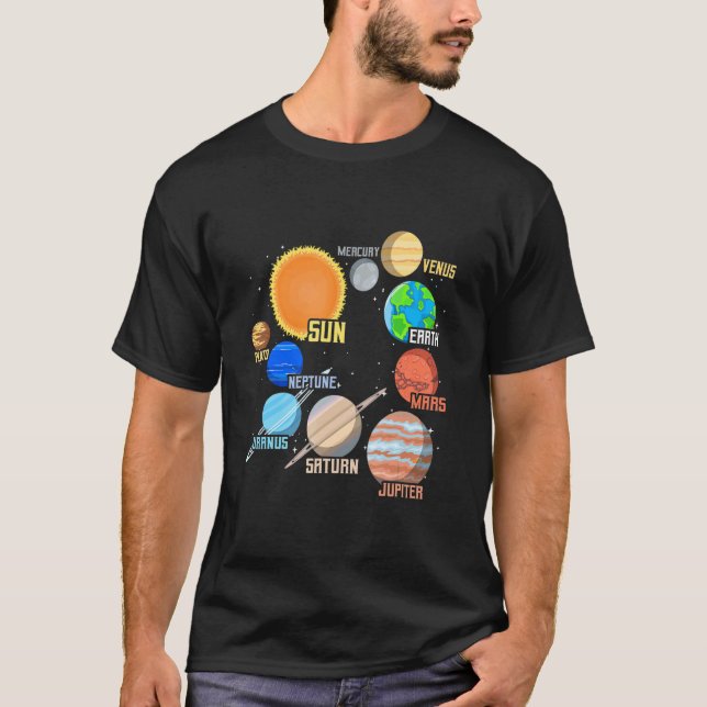 Camiseta Planetas Do Sistema Solar E Ciência Espacial (Frente)