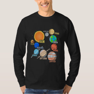 Camiseta Planetas Do Sistema Solar E Ciência Espacial