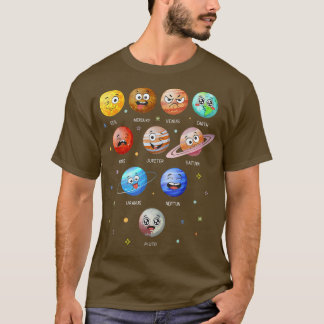 Camiseta Planetas do Sistema Solar Ensinam Ciência Engraçad