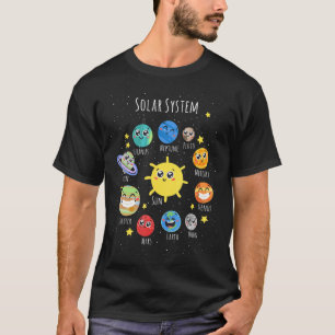 Camiseta Planetas do Sistema Solar Espaço Ciência Meninas C