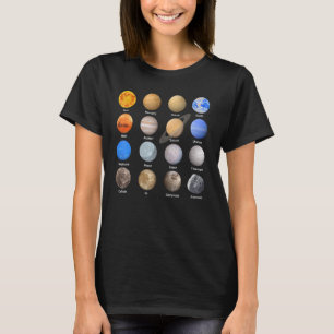 Camiseta Planetas do Sistema Solar Espaço Ciência Meninas S