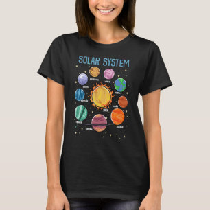 Camiseta Planetas do Sistema Solar Espaço Ciência Meninas S