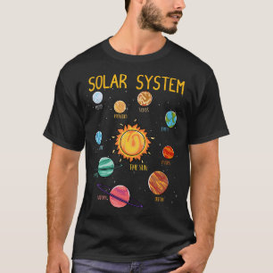 Camiseta Planetas do Sistema Solar Espaço Ciência Meninos S