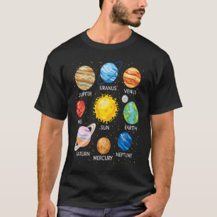 Camiseta Planetas do Sistema Solar Galáxia Espacial da Ciên
