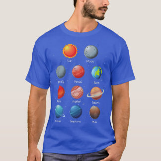 Camiseta Planetas Do Sistema Solar Na Vintagem Da Ciência E
