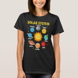 Camiseta Planetas Do Sistema Solar Para Crianças Espaço Sol