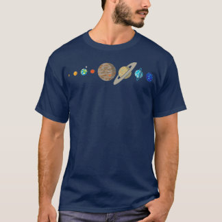 Camiseta Planetas do Sistema Solar Silhout Flat Design