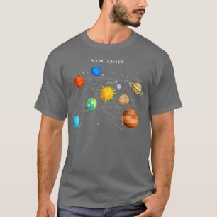 Camiseta Planetas do Sistema Solar T Mostram o Espaço do So