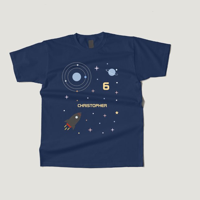 Camiseta Planetas e foguetes, T-Shirt para Crianças do Espa (Planets & Rocket, Outer Space Kid T-Shirt)