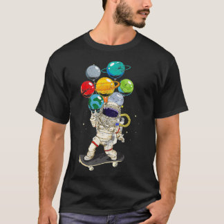Camiseta Planetas Engraçados Skateboard Cosmonaut Astronaut