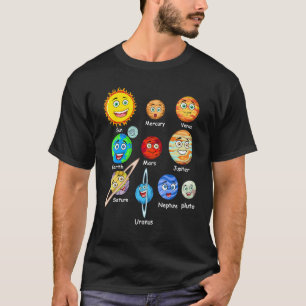 Camiseta Planetas Espaciais Do Sistema Solar Para Crianças-