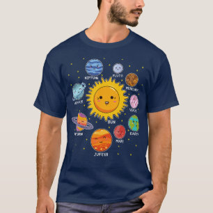 Camiseta Planetas Espaciais do Sistema Solar para Crianças 
