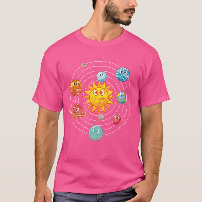 Camiseta Planetas Fofos Sol Astrônomo Espaço Exterior Cient (Frente)