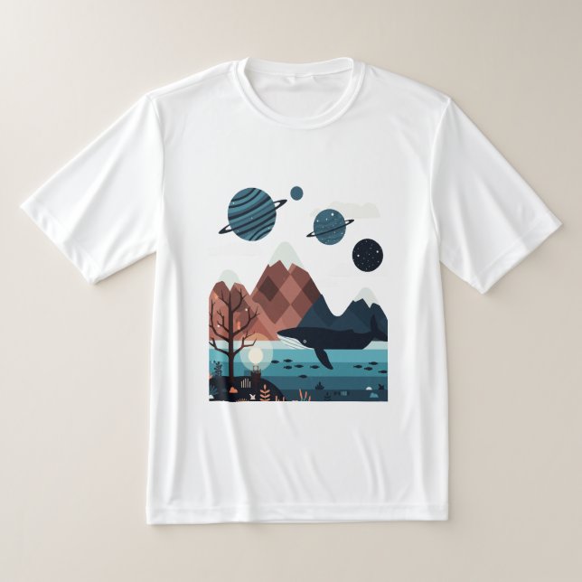 Camiseta planetas imaginários com anéis e luas (Postura )