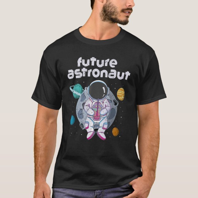 Camiseta Planetas Lua Exterior Ciência Espacial Futuro A (Frente)