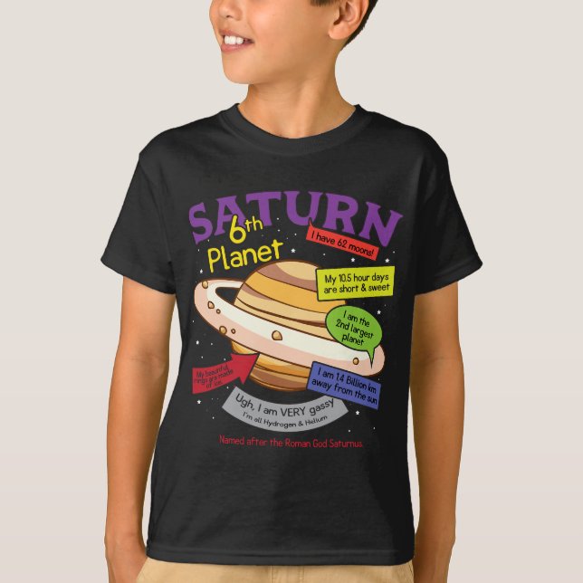 Camiseta Planetas perfeitos, professores - Saturno, para ra (Frente)