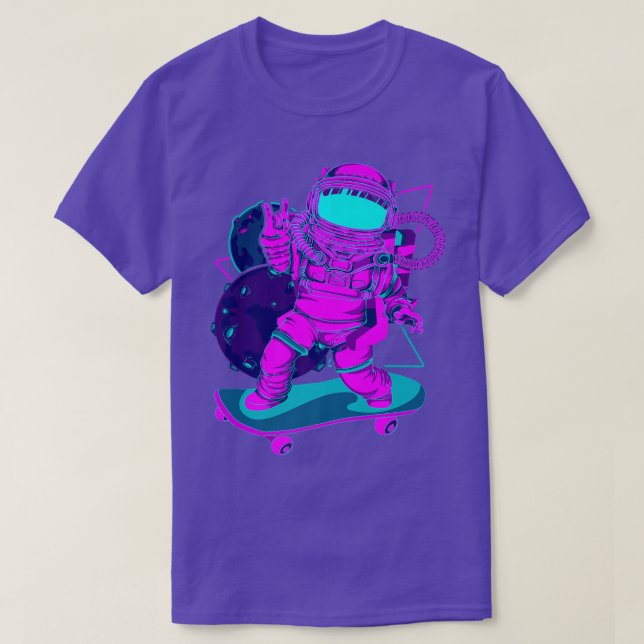Camiseta Planetas Synthwave Vaporwave Art Skateboard Astr (Frente do Design)