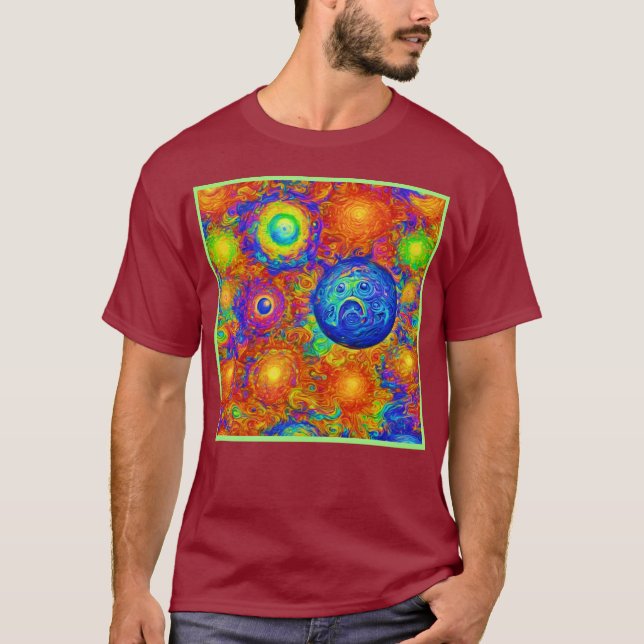 Camiseta Planetas Tristes e Coloridos Assustadores (Frente)