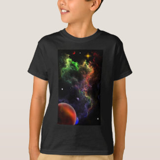 Camiseta Planetoides Na Arte Espacial Do Aglomerado De Nebu