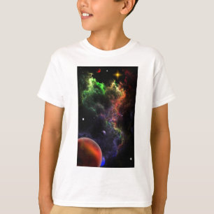 Camiseta Planetoides Na Arte Espacial Nebula