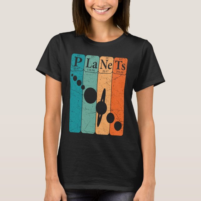Camiseta Planets Periodic Table Elements Solar System Plane (Frente)