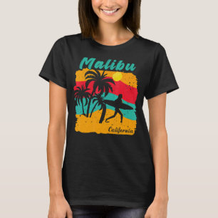 Camiseta Planície de praia da Califórnia em Malibu com surf